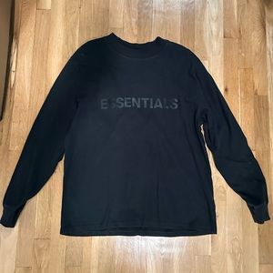 Fear of God Essentials Boxy Long Sleeve T-Shirt Applique Logo - Medium Black